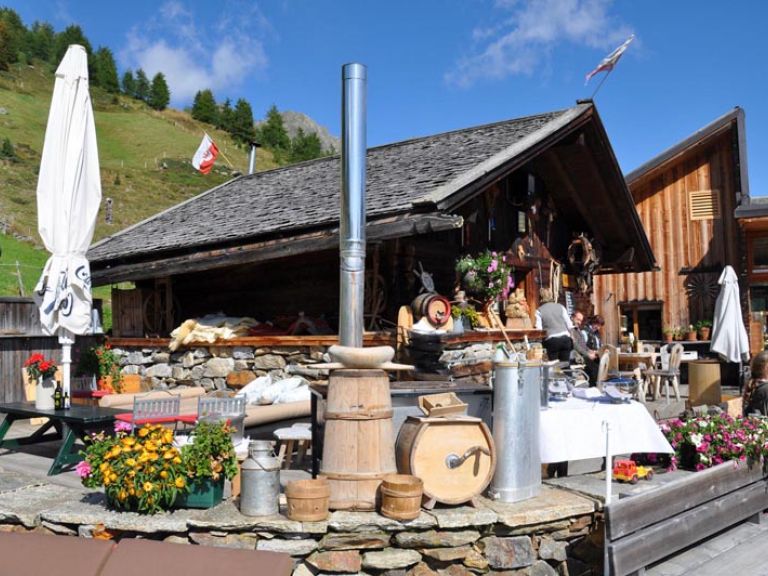 Alpine hut with local products in summer